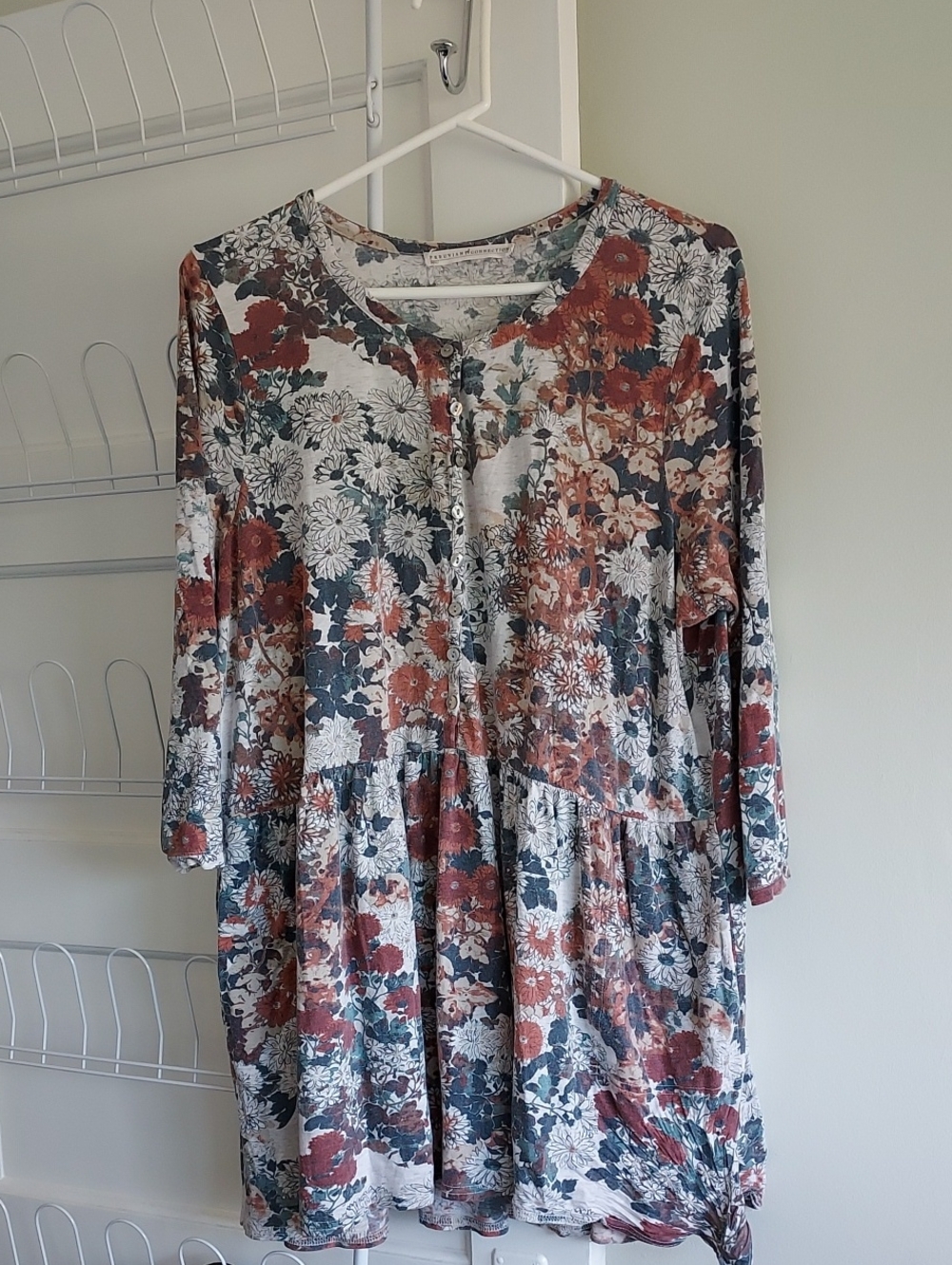 Peruvian Connection Autumn Meadow Button-Front Tunic Dress See Pics Description